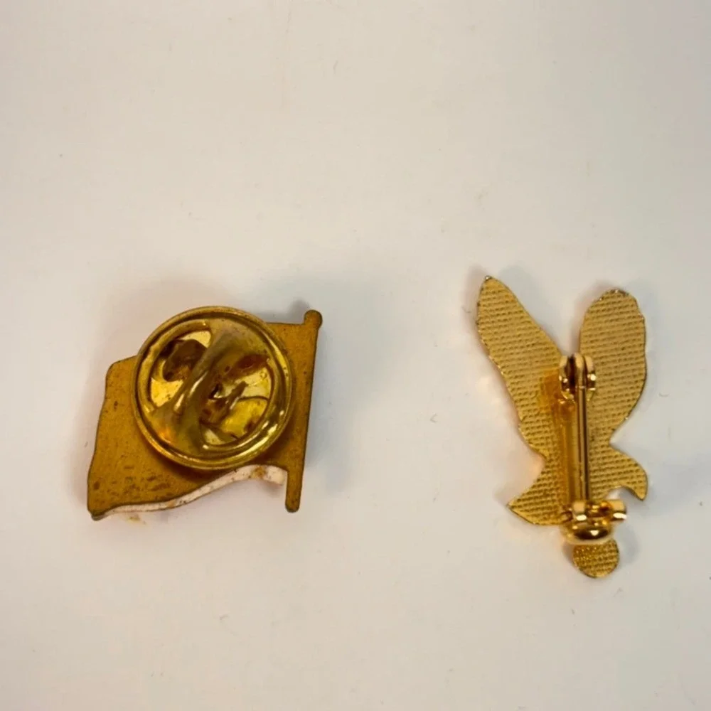 Vintage American Flag Eagle Pin Set Red White Blue Patriotic Americana BVL SEO